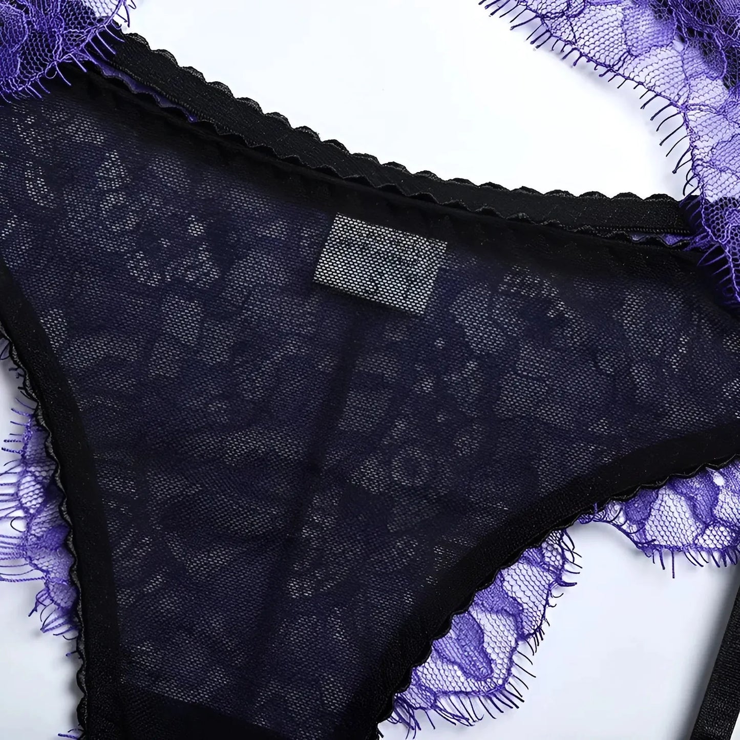 Set di Lingerie in Pizzo Bicolore a 3 Pezzi
