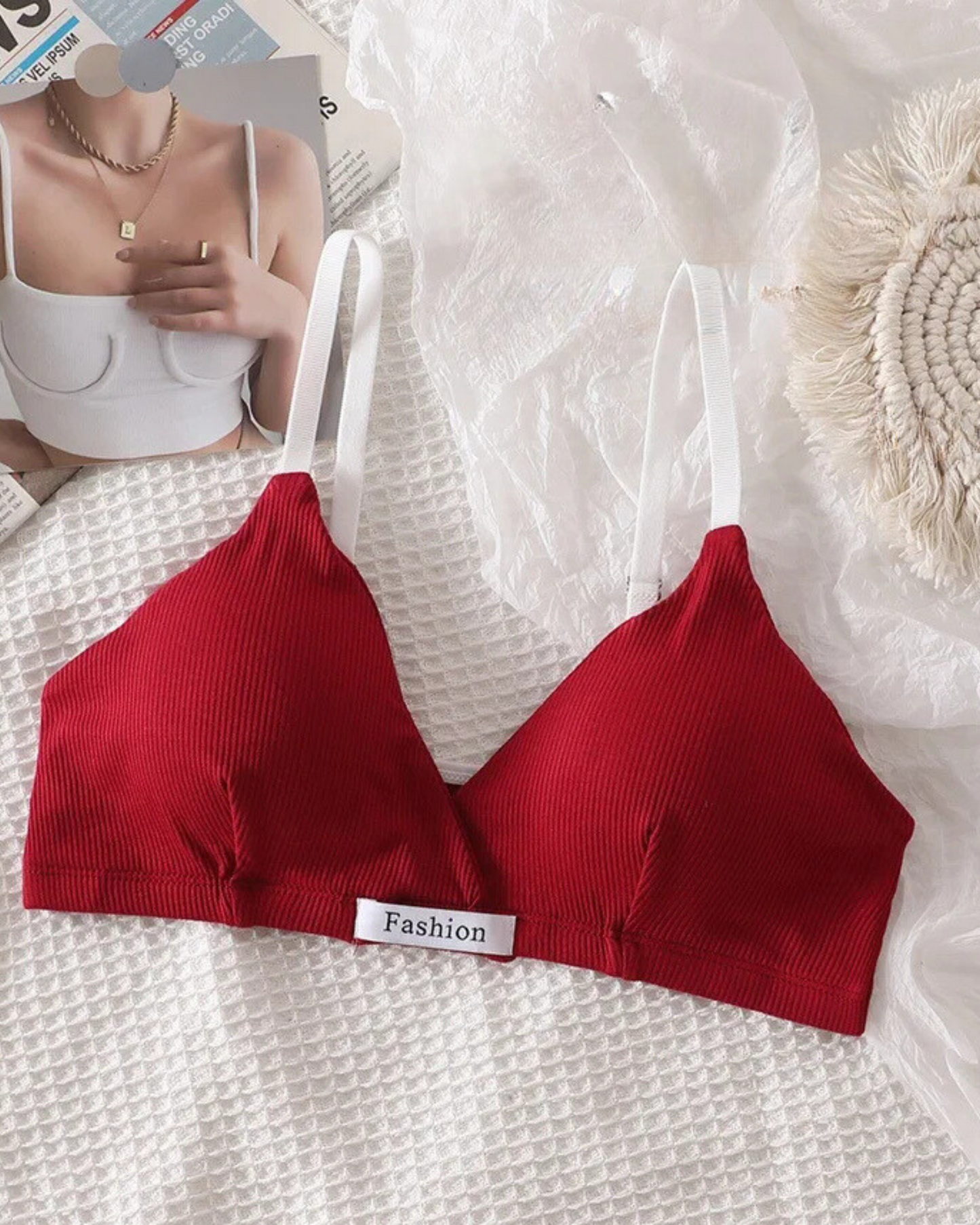 Completo di lingerie comodo in materiale a coste