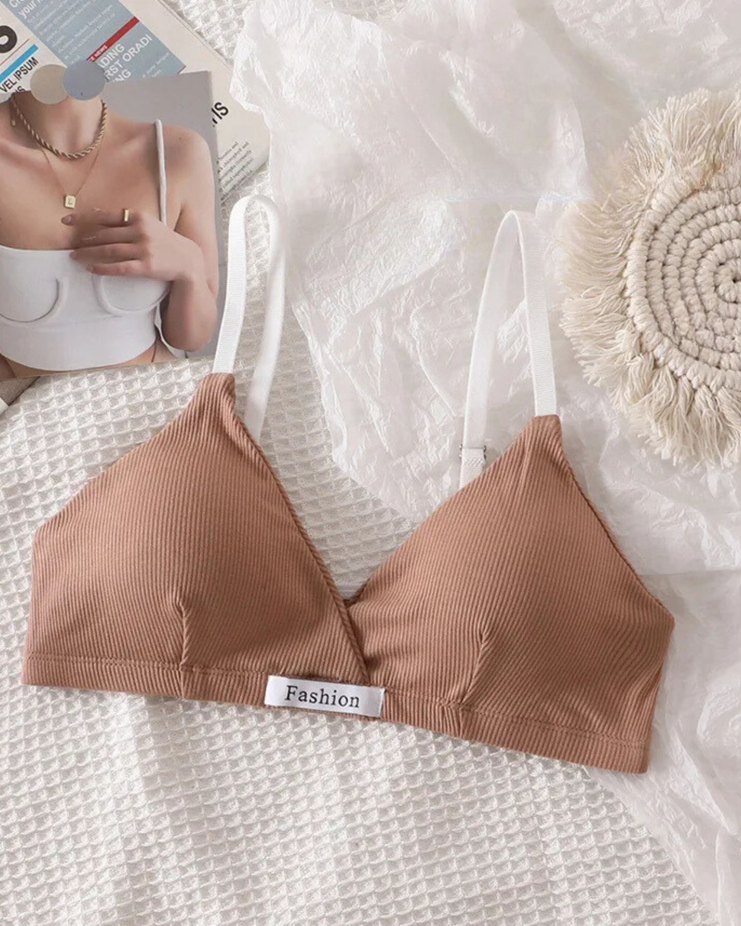 Completo di lingerie comodo in materiale a coste