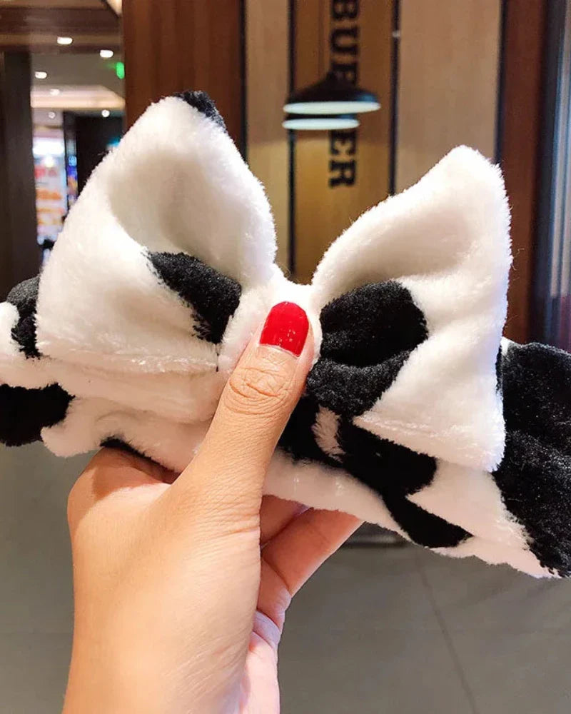 Fascia per capelli fluffy a pois