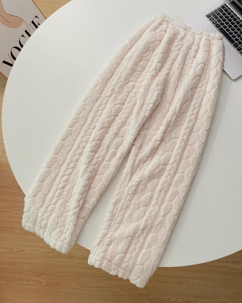 Pantaloni morbidi e pelosi con gambe lunghe
