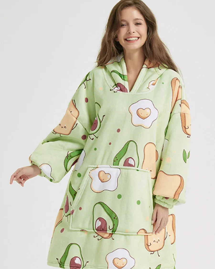 Felpa oversize in peluche con cappuccio e tasca