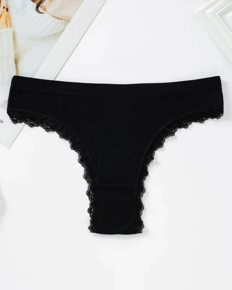 Mutandine a righe con pizzo decorativo