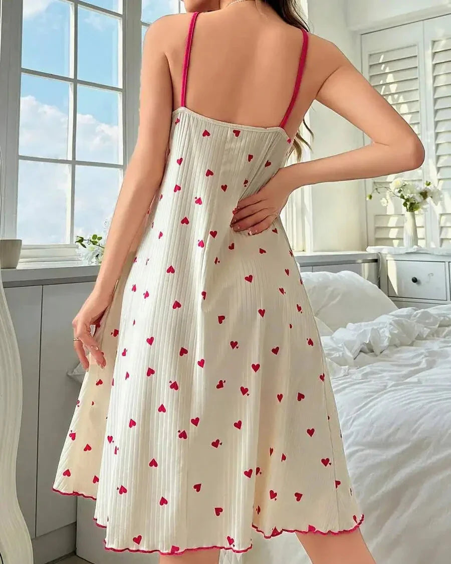 Camicia da notte ampia a cuori