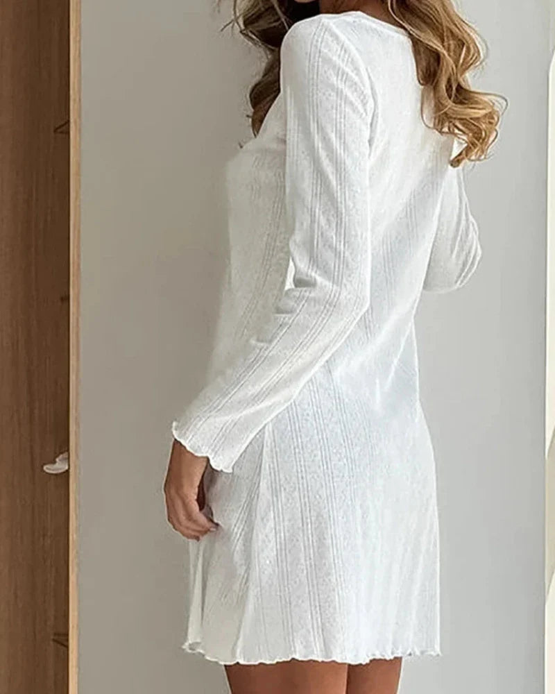 Camicia da notte leggera in pizzo con maniche lunghe