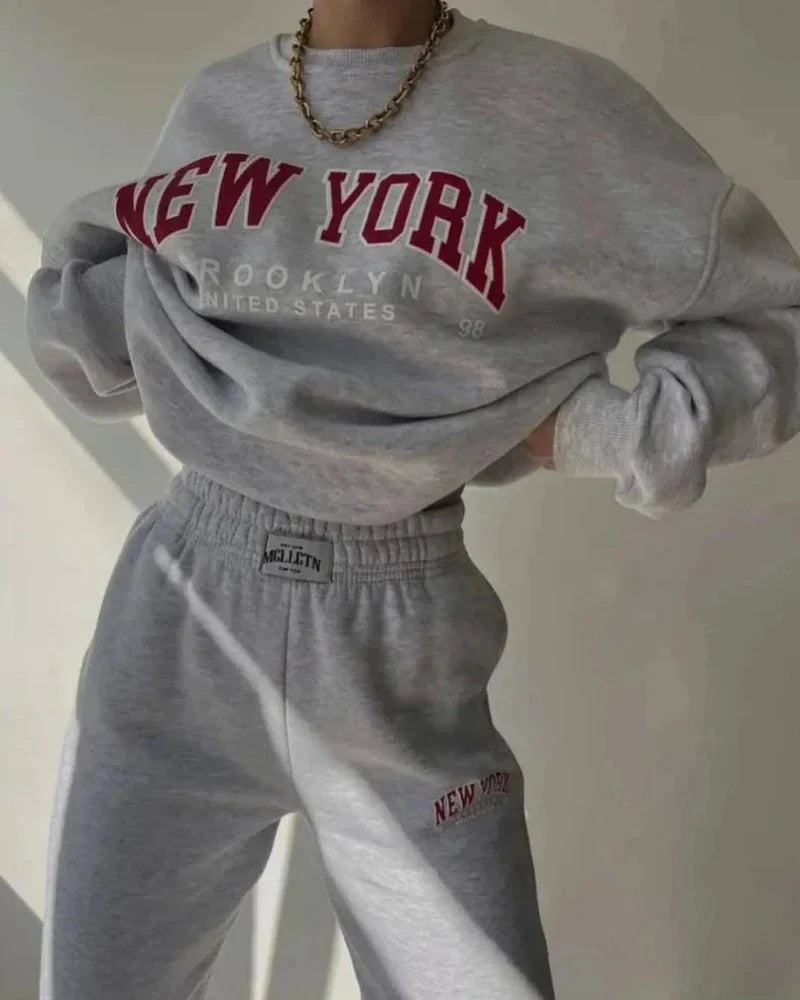Felpa oversize con scritta New York