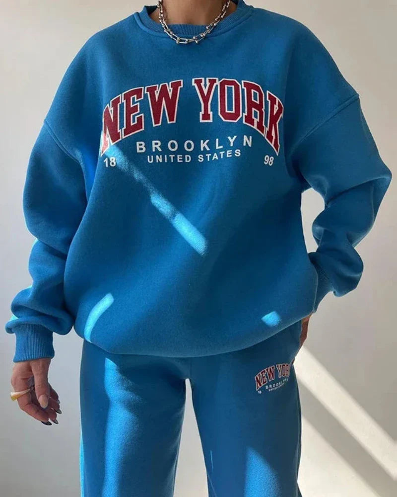 Felpa oversize con scritta New York