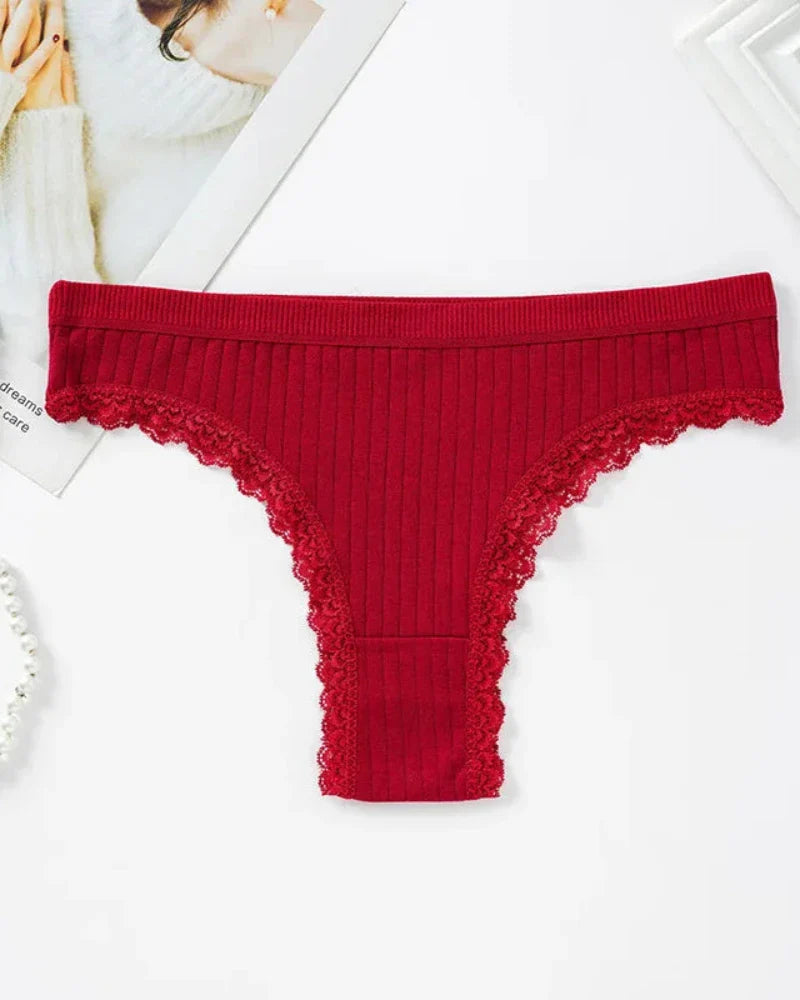Mutandine a righe con pizzo decorativo
