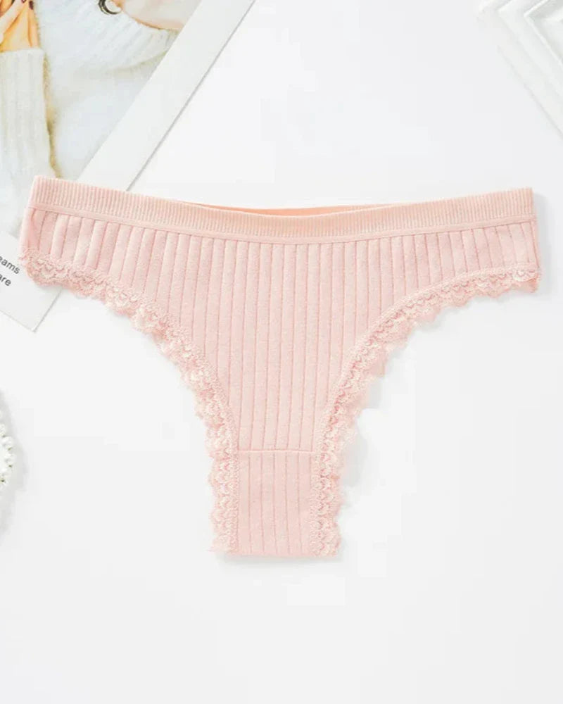 Mutandine a righe con pizzo decorativo