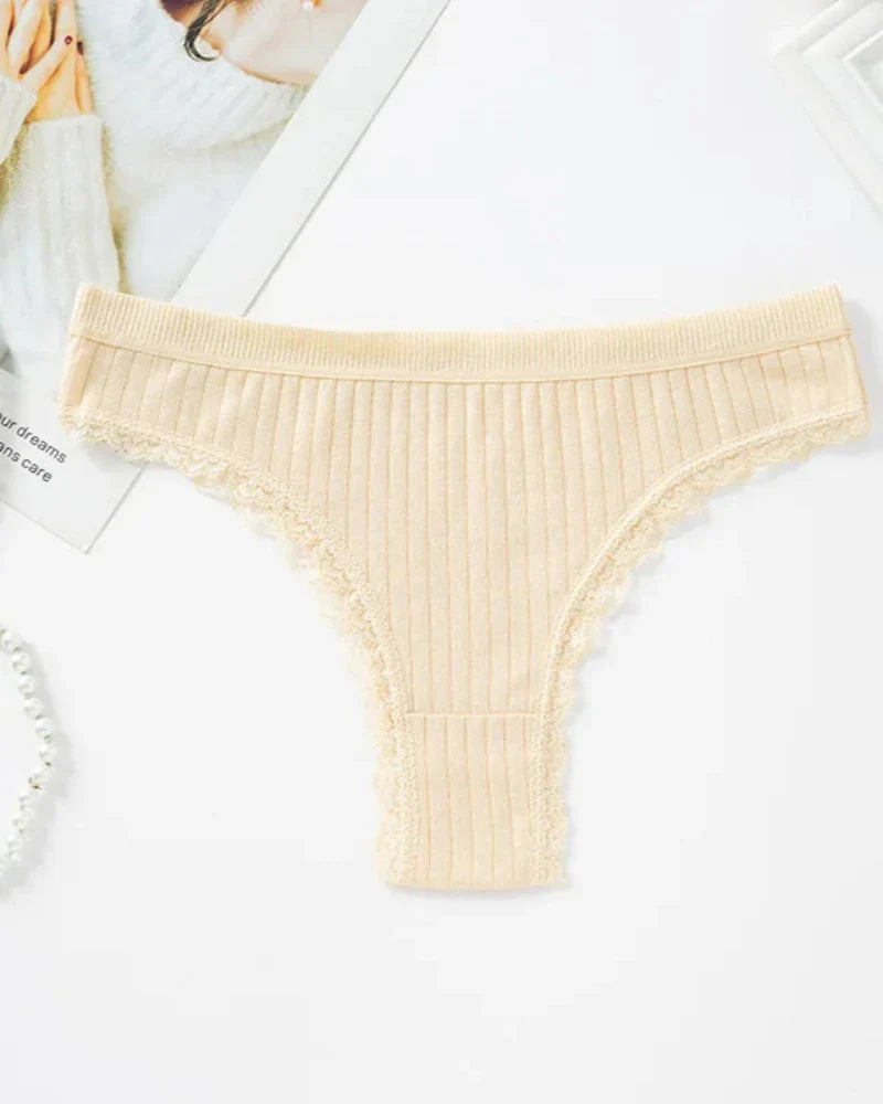 Mutandine a righe con pizzo decorativo