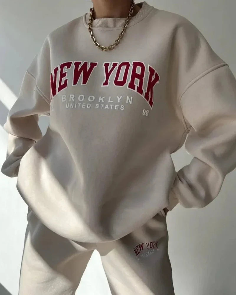 Felpa oversize con scritta New York