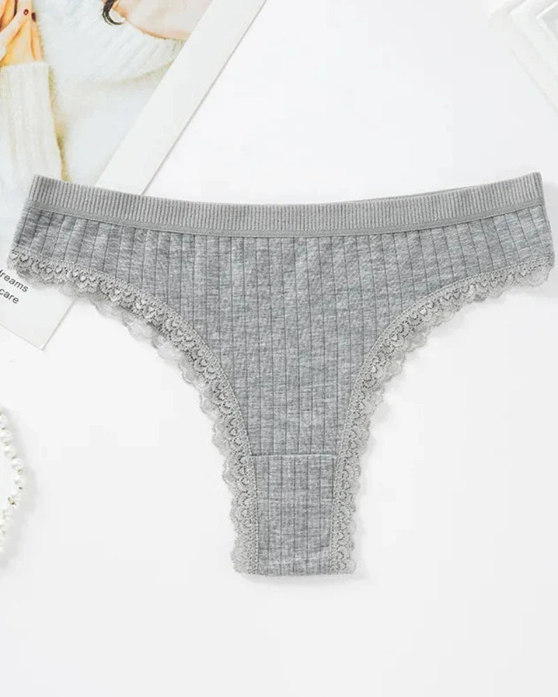 Mutandine a righe con pizzo decorativo