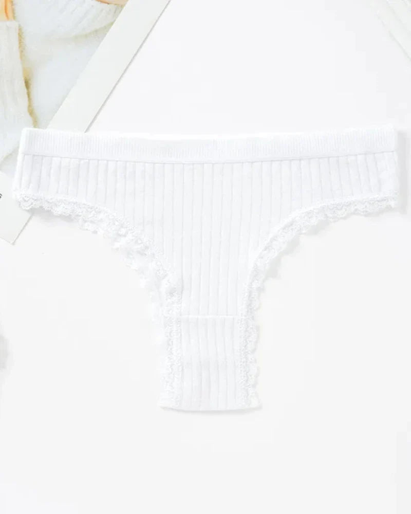 Mutandine a righe con pizzo decorativo