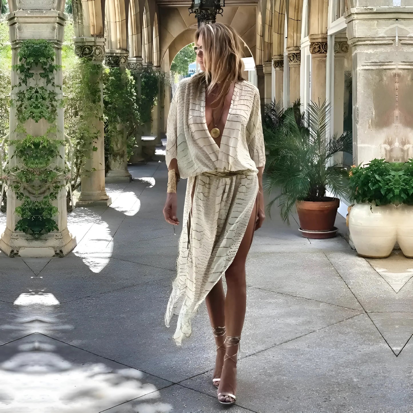 Kimono da Spiaggia con Stampa Animale