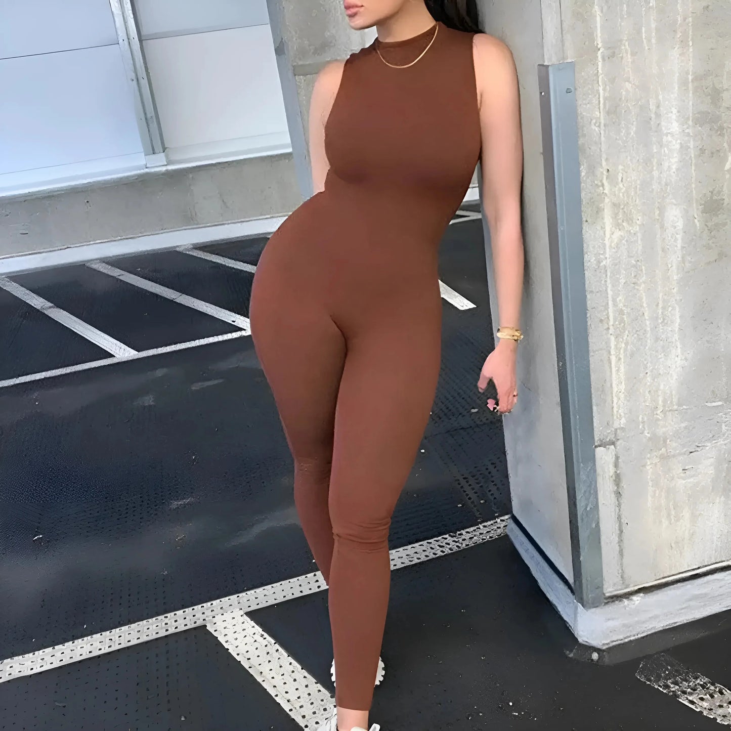 Castano Completo Sportivo One-Piece con Collo Alto