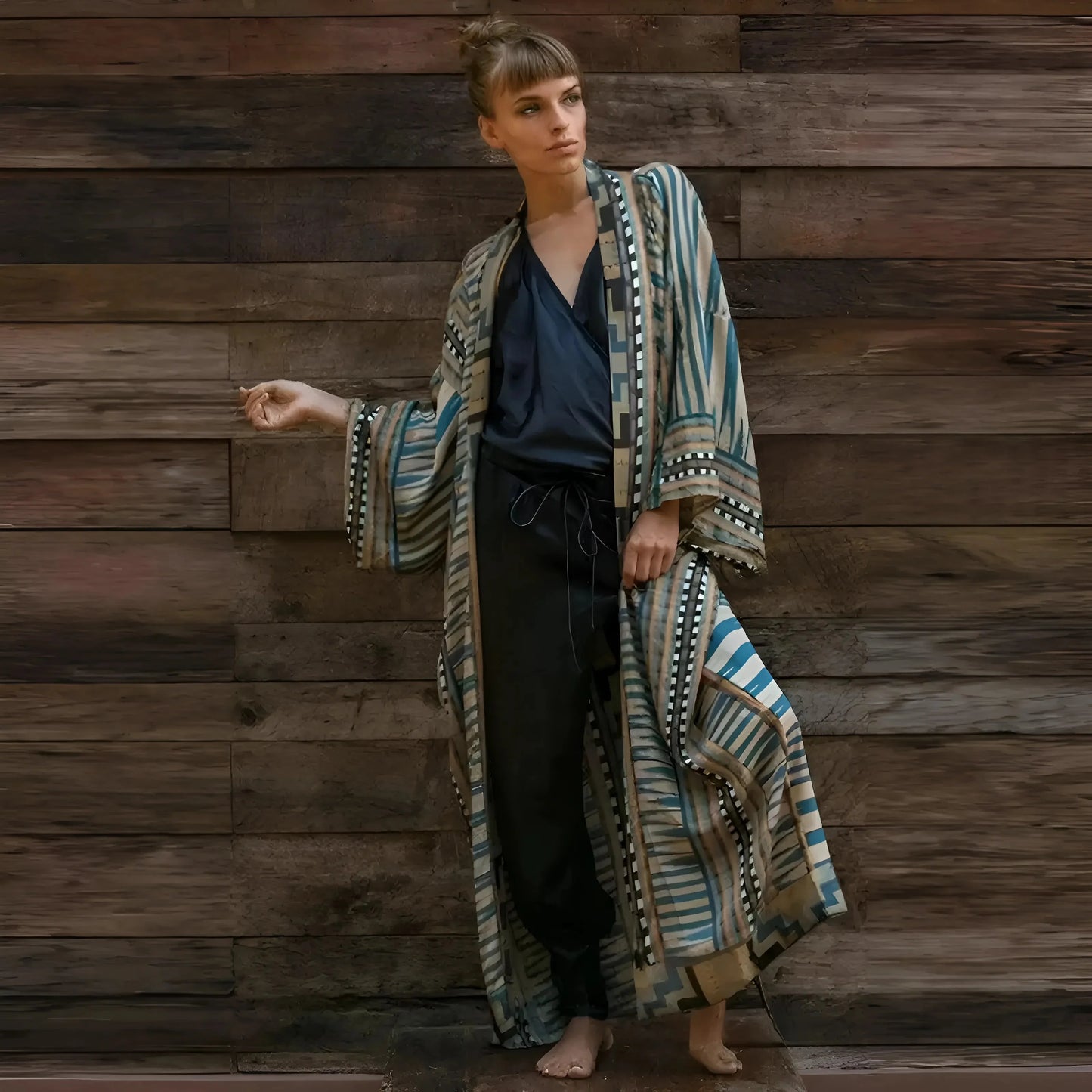 Kimono da spiaggia con motivo azteco