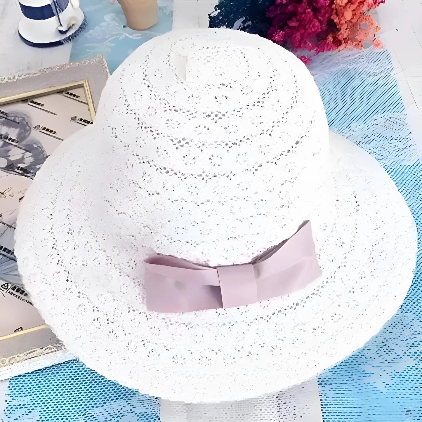 Cappello da spiaggia con fiocco