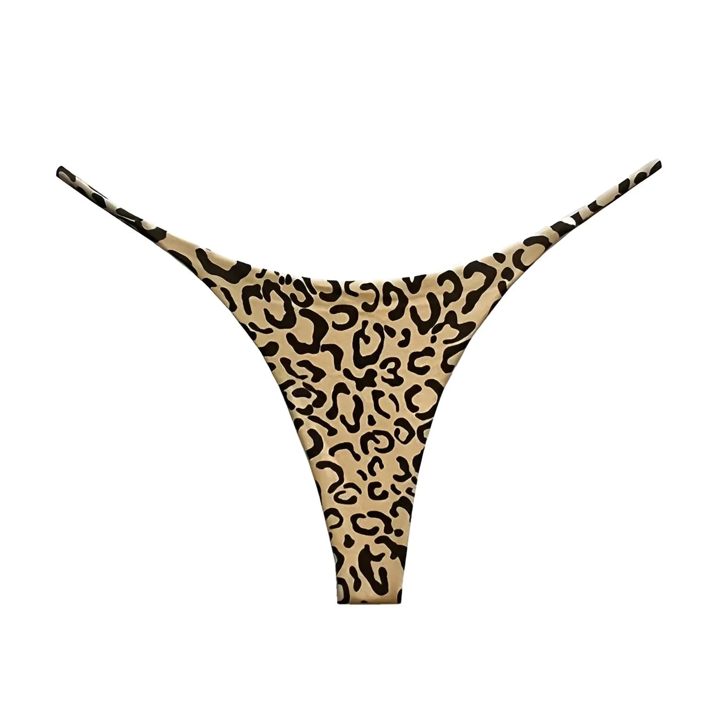 Beige Stringhe a Stampa Leopardo con Taglietti