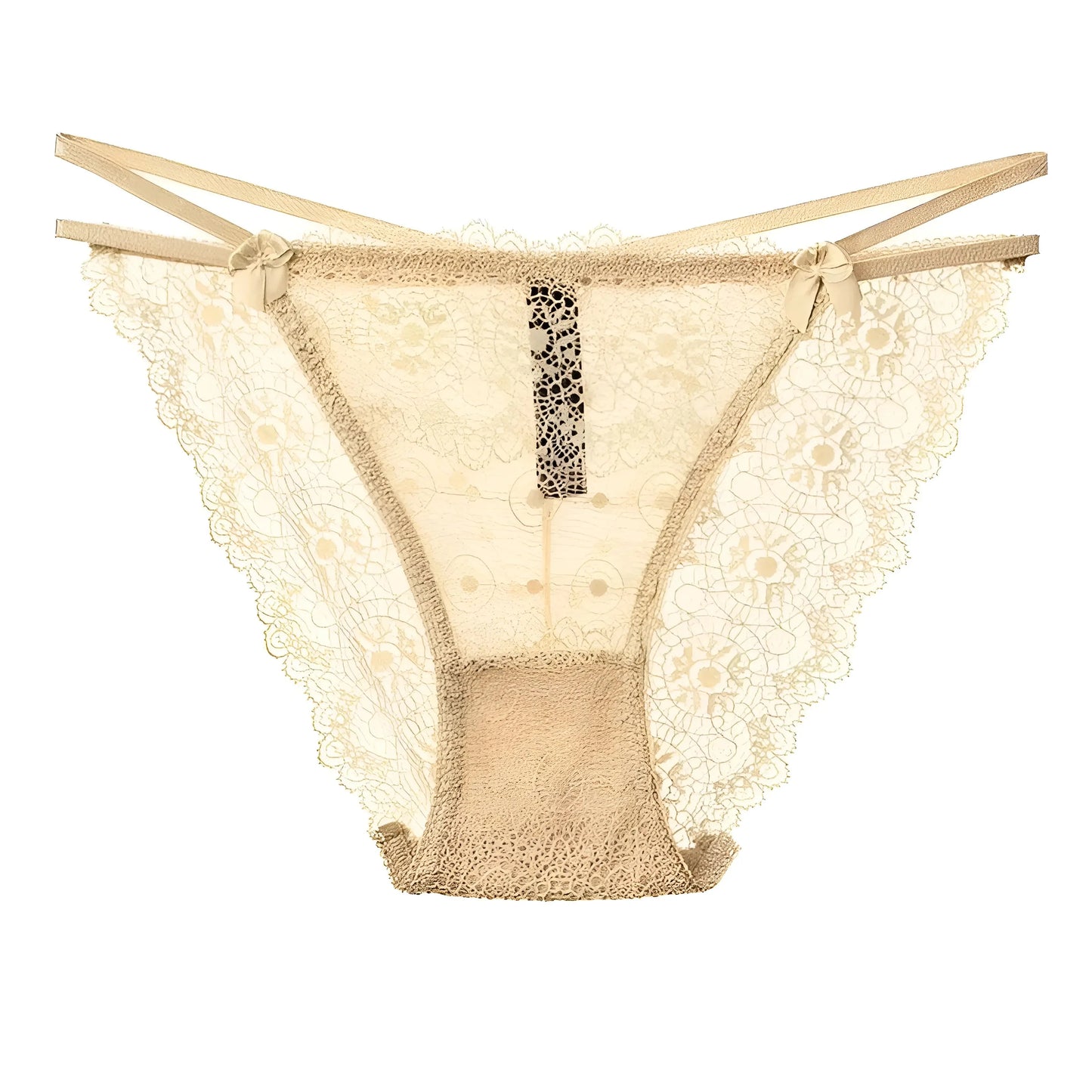 Beige Mutandine in pizzo con cinturini
