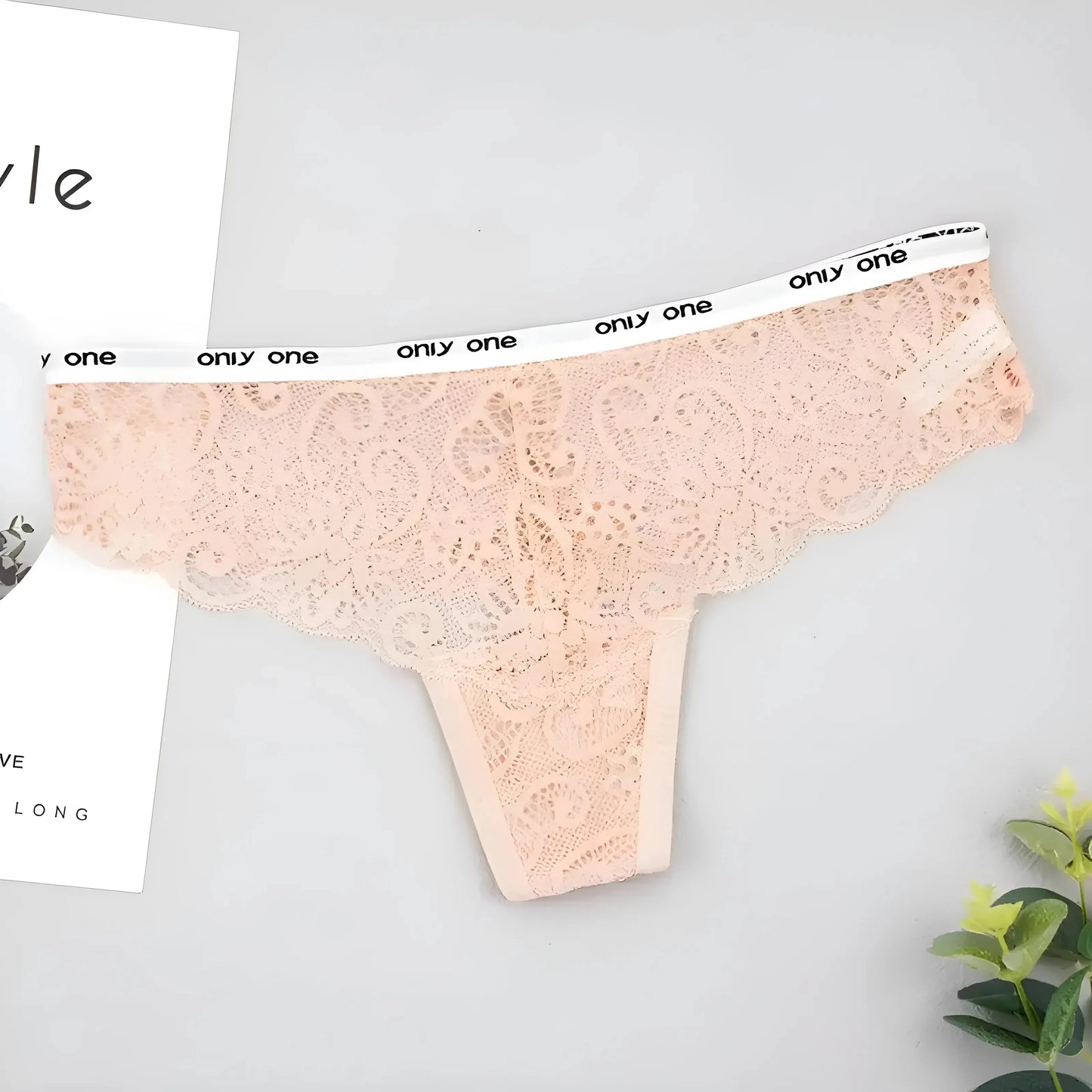 Beige Stringate in pizzo