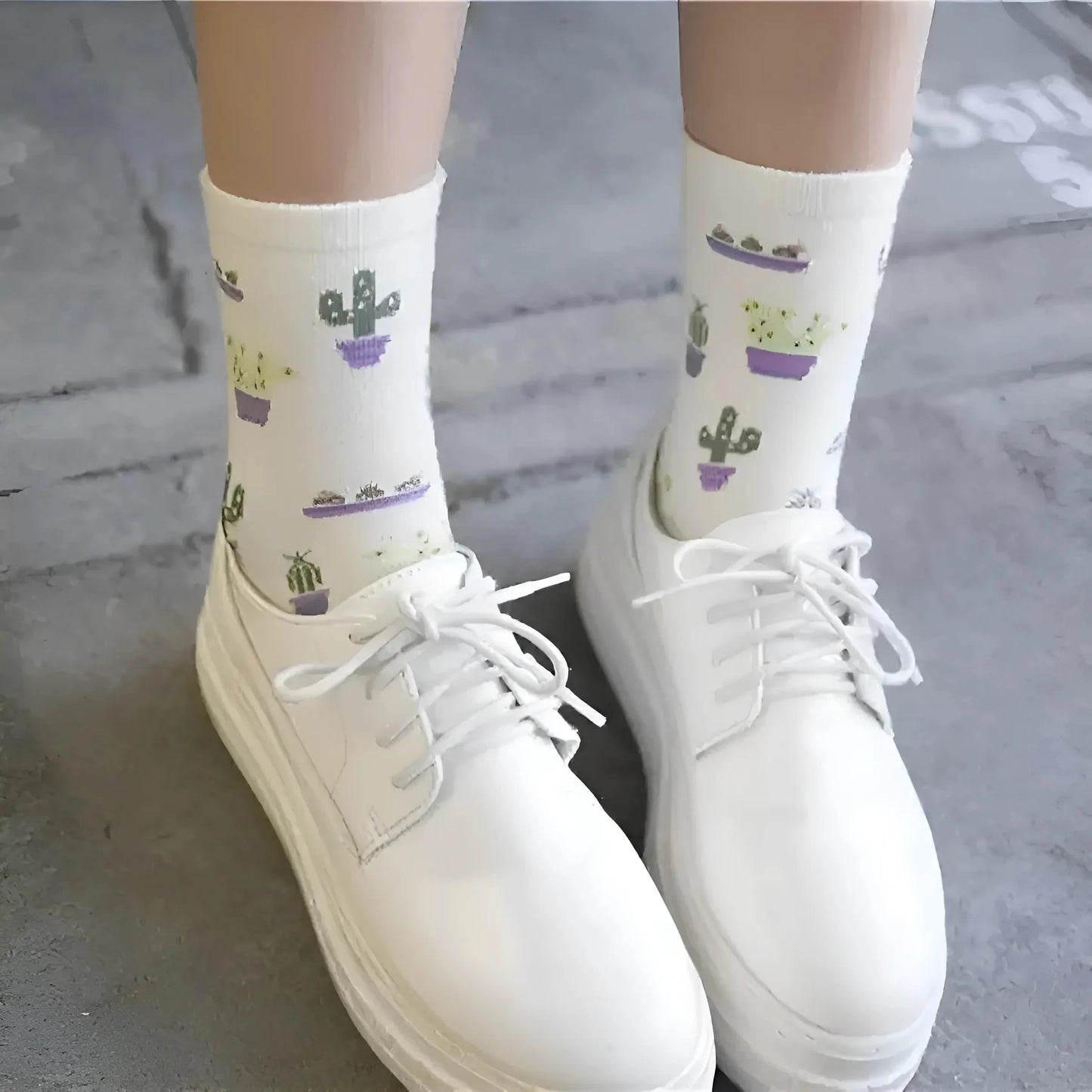 Beige Calze Lunghe a Cactus