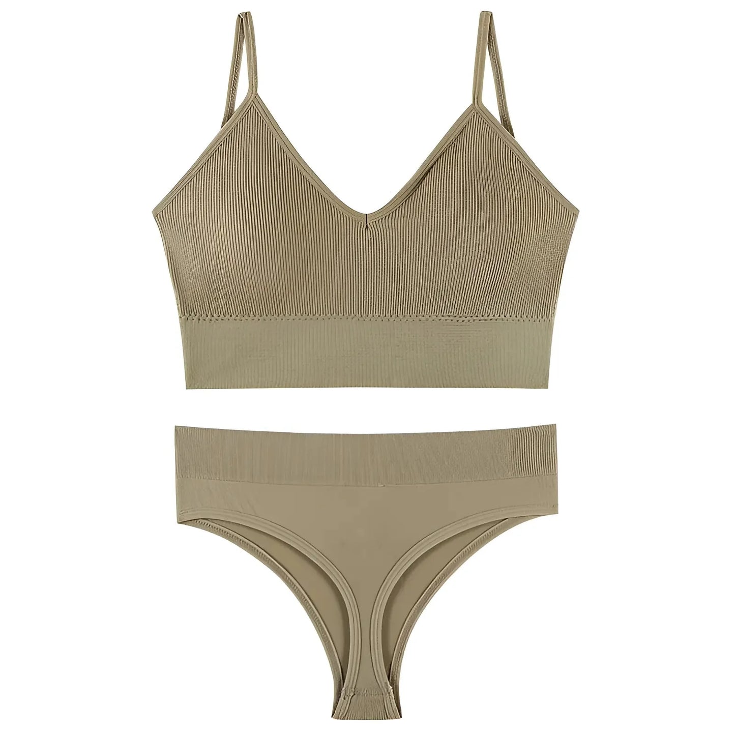 Beige Set di Lingerie Senza Cuciture
