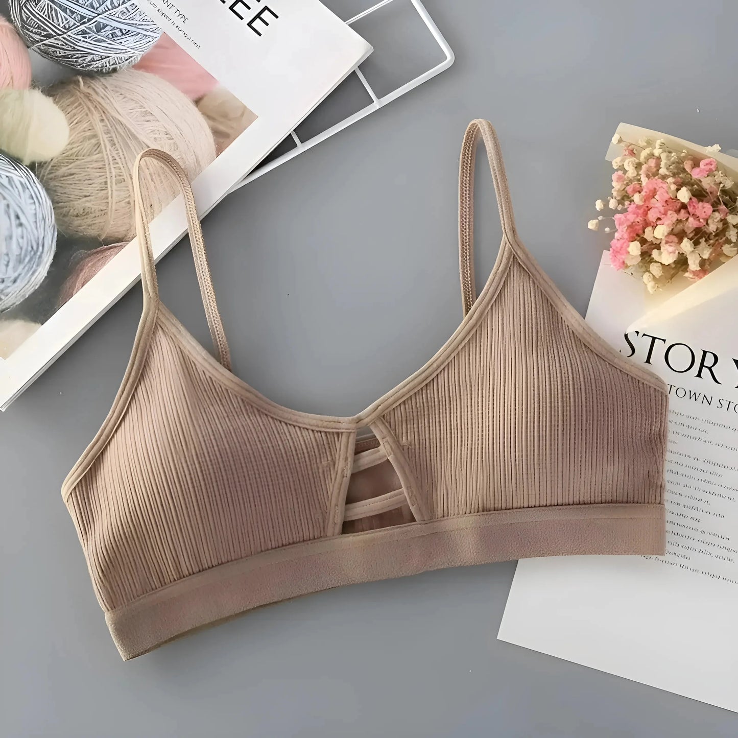 Beige Bralette a Taglio Semplice