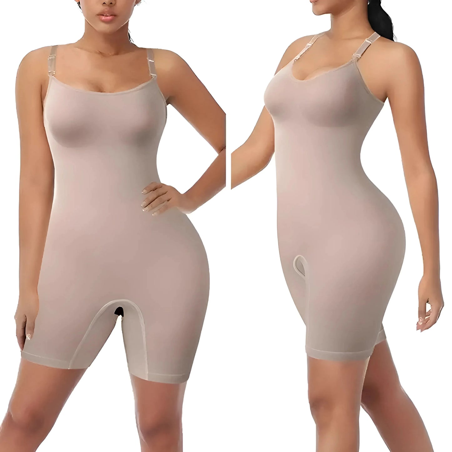 Beige Tuta Sottile con Spalline