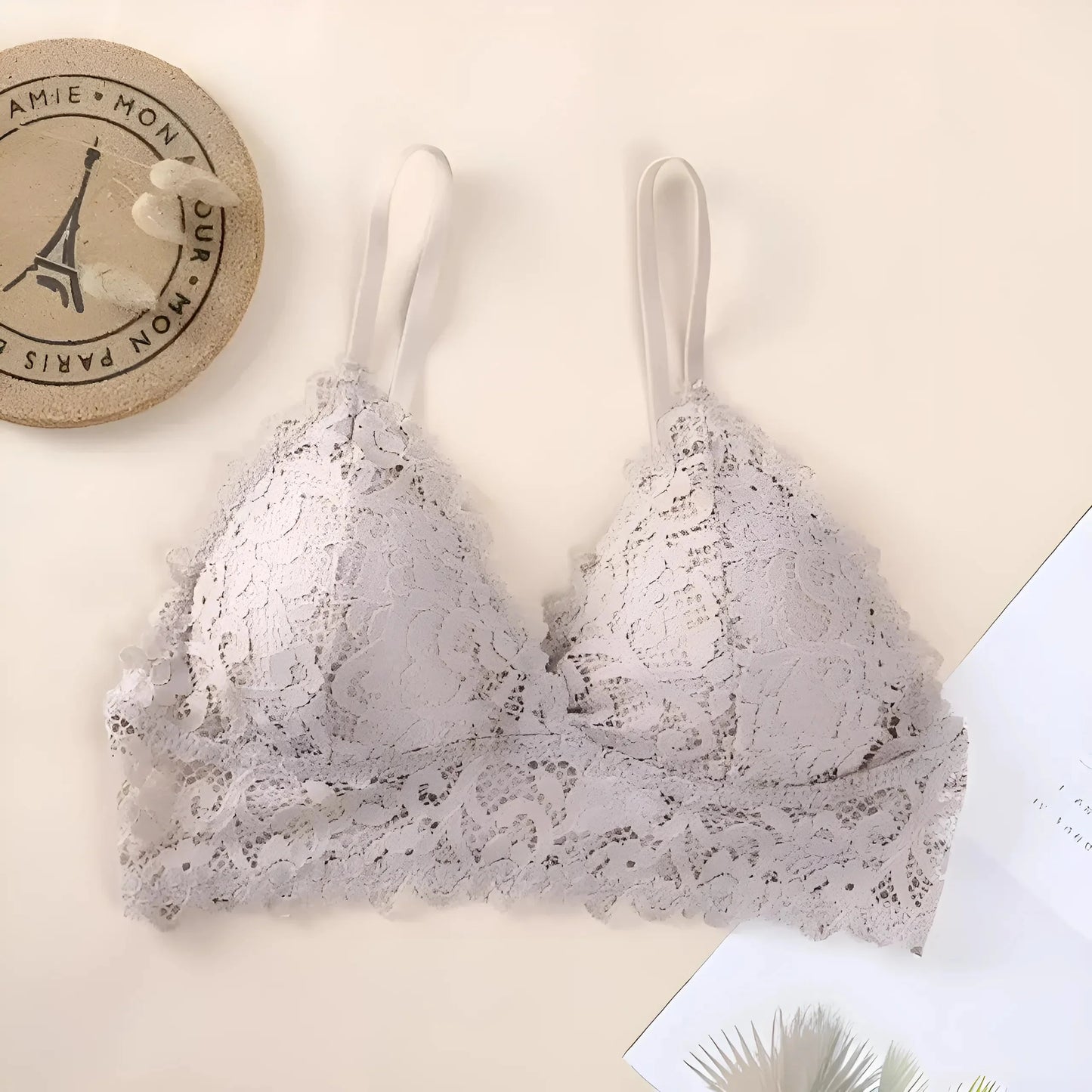 Beige Reggiseno in pizzo universale