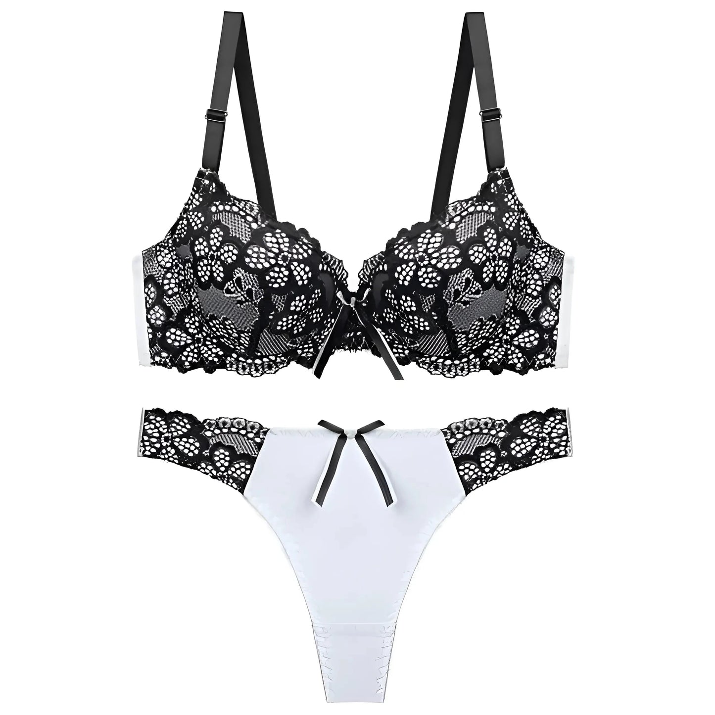 Nero Set di Lingerie in Pizzo Classico