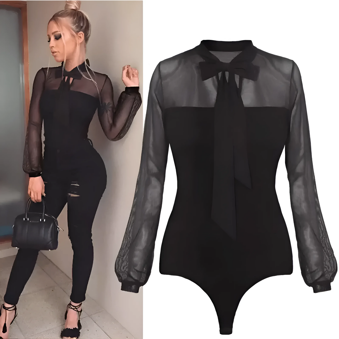Nero Body con colletto e cravatta