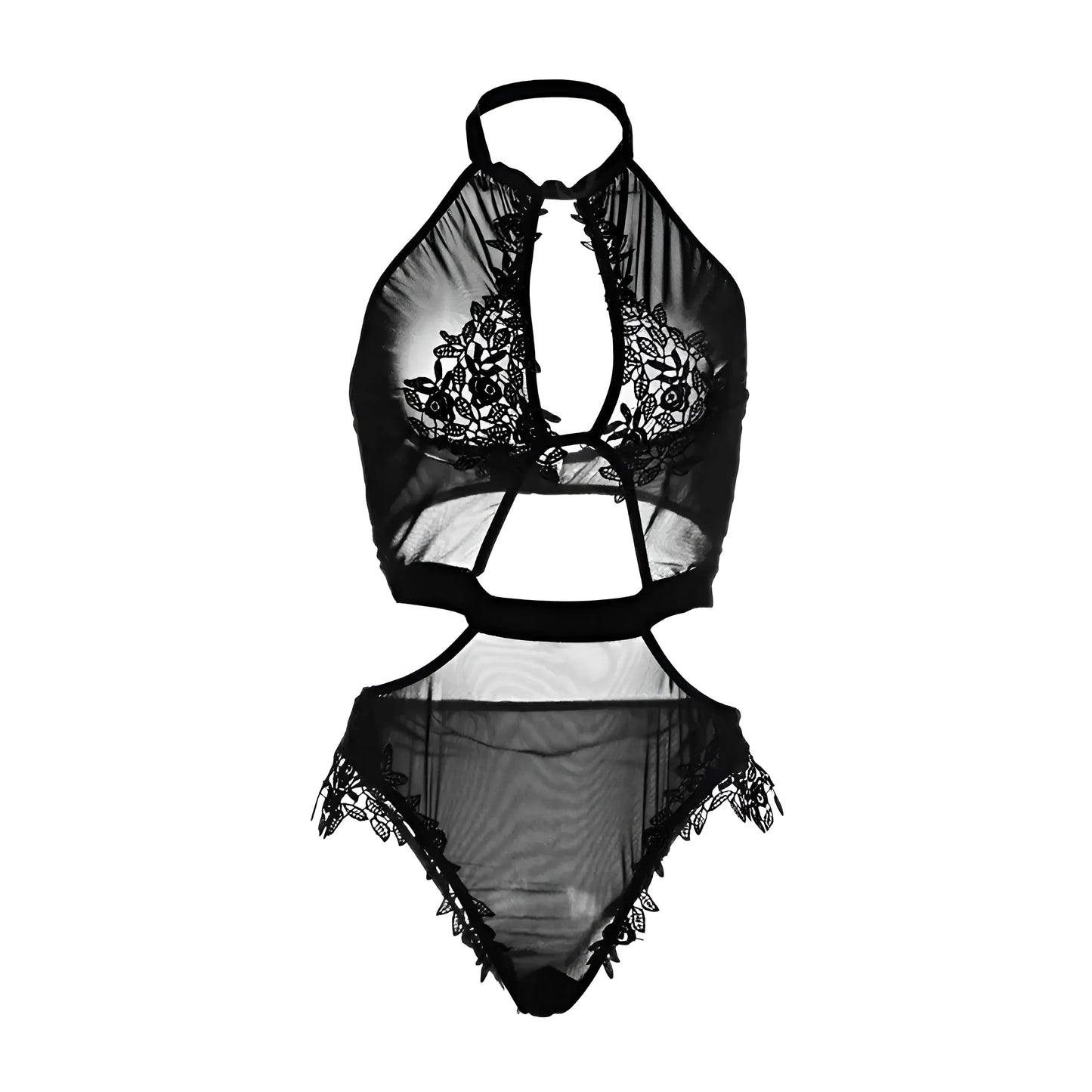 Nero Body Cut-Out con Cintura in Vita