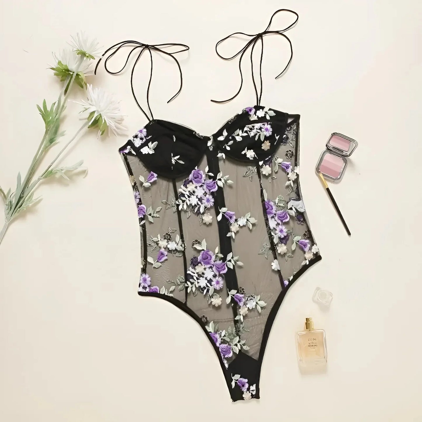 Nero Body con stampa floreale