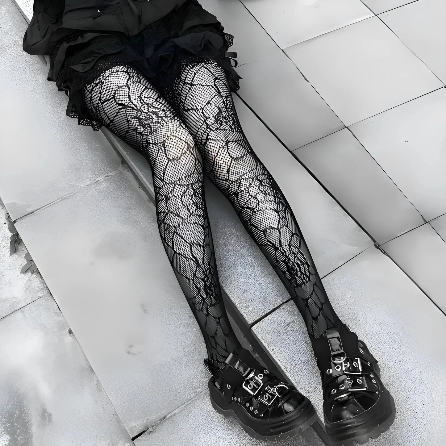 Nero Collant da donna con motivo gotico