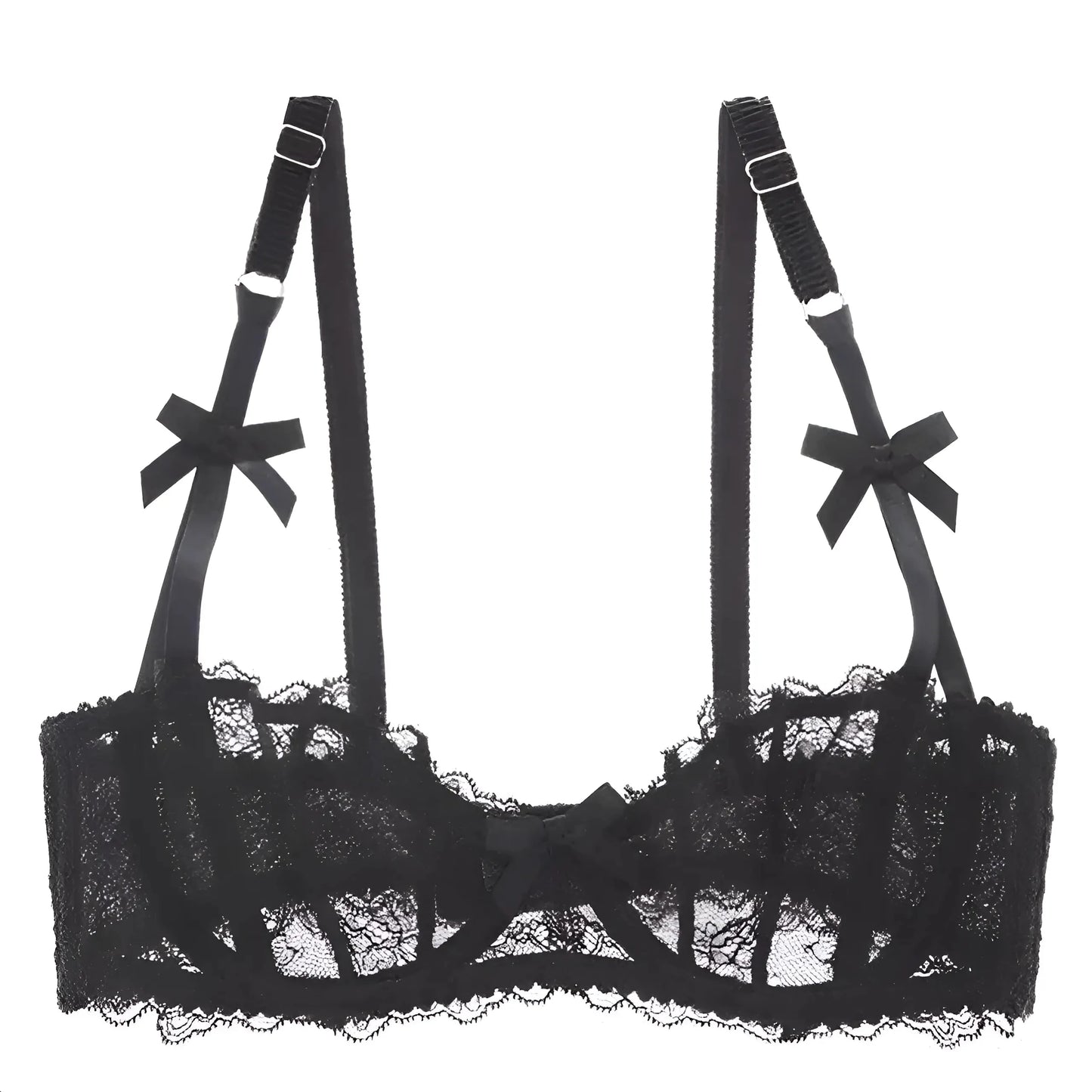 Nero Reggiseno in pizzo con fiocchi