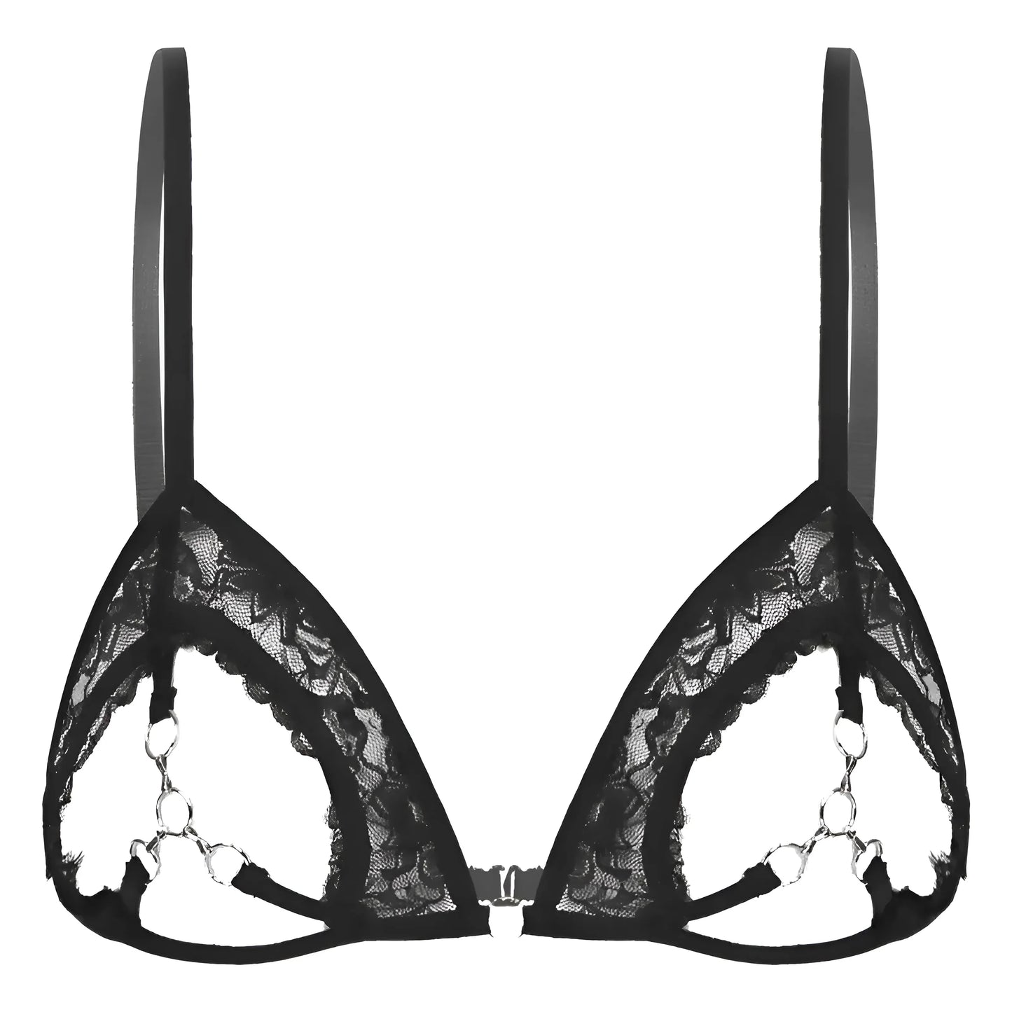 Nero Reggiseno in pizzo con dettagli a taglio