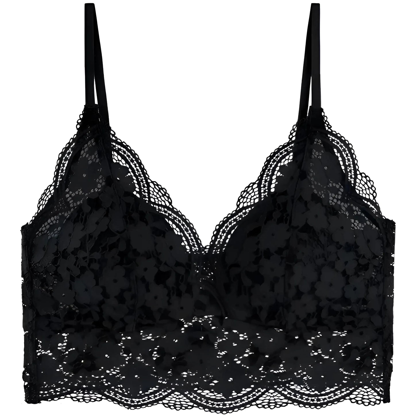 Nero Bralette in pizzo con spalline sottili
