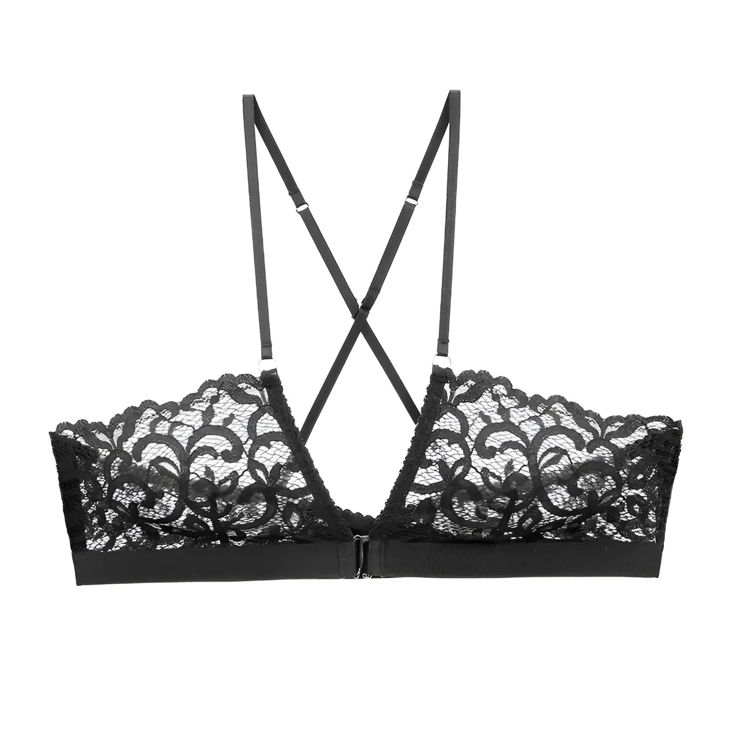 Nero Reggiseno con chiusura anteriore in pizzo