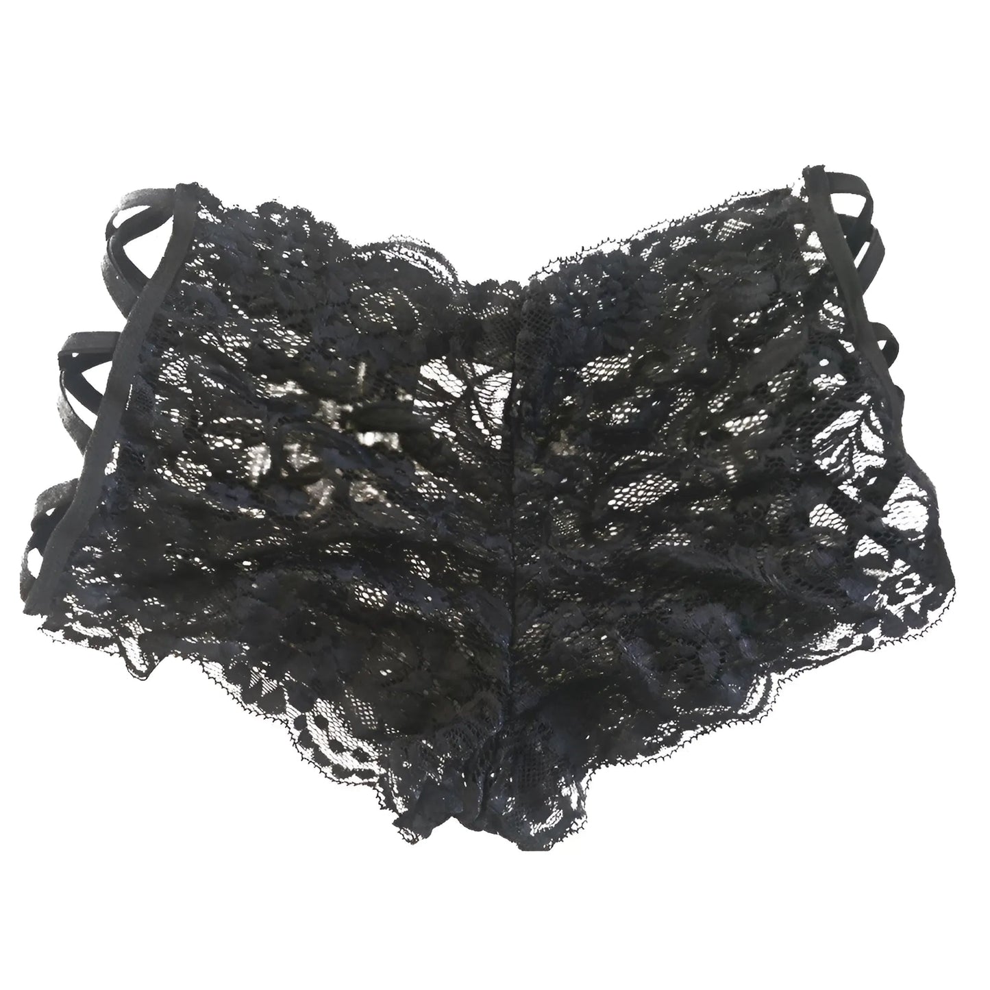 Nero Mutandine in pizzo con cinturini decorativi