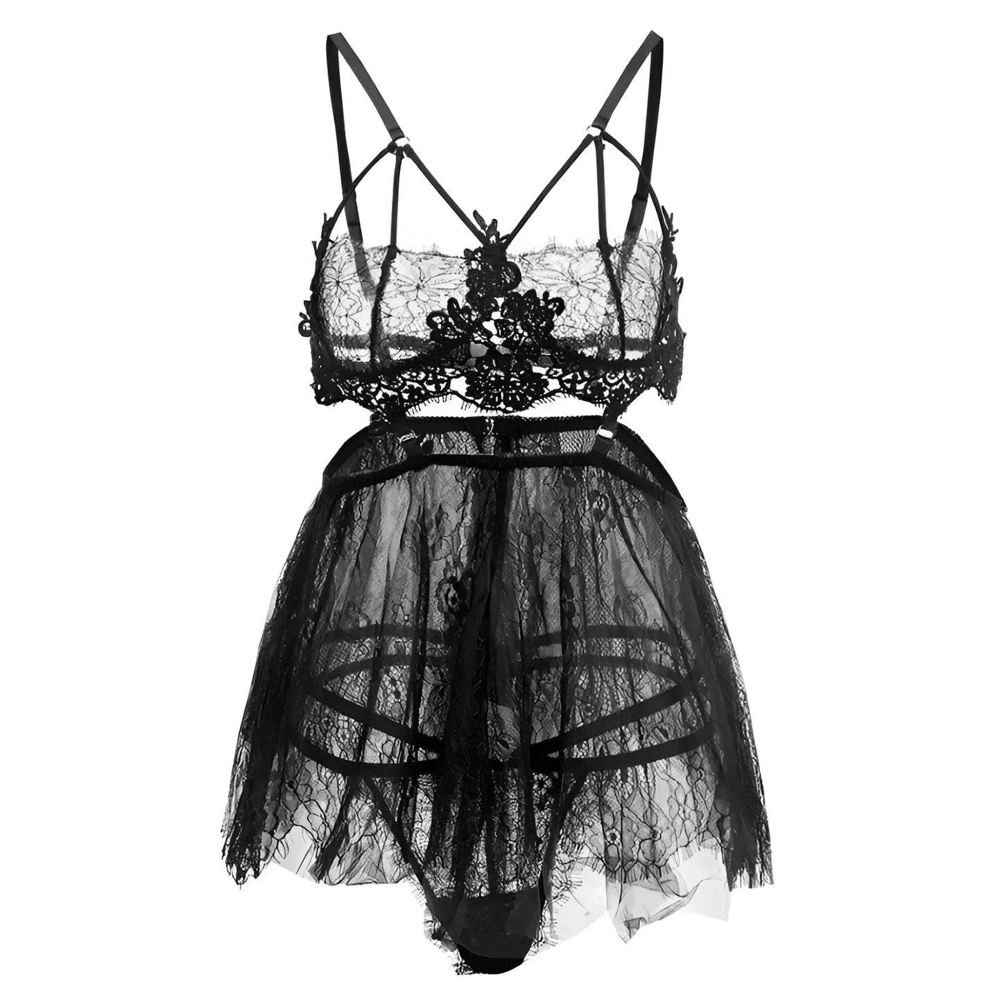 Nero Set di Lingerie in Pizzo