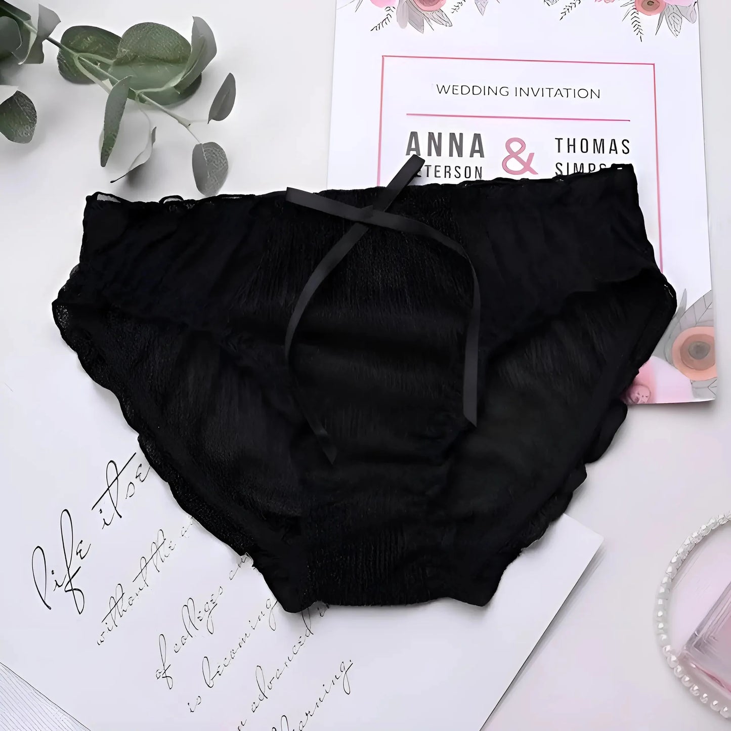 Nero Slip in pizzo a rete