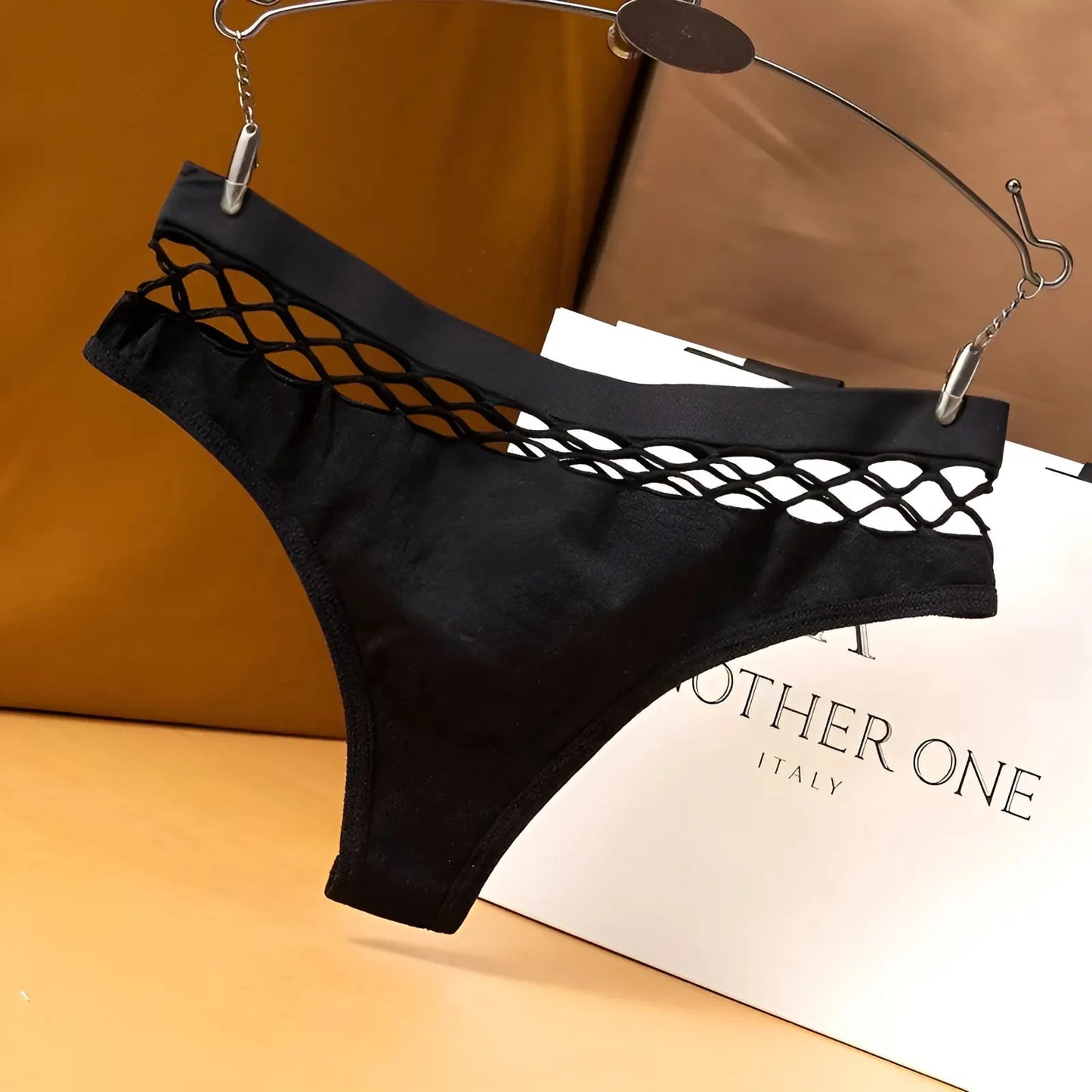 Nero Slip in pizzo a rete