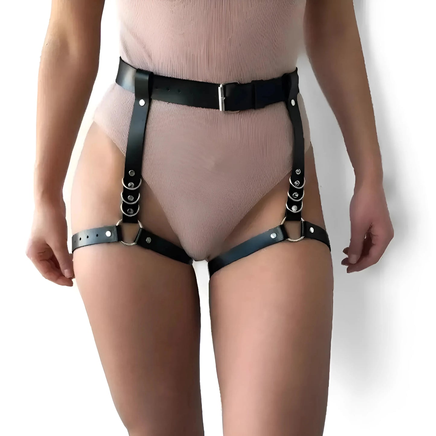 Nero Harness in pelle per coscia