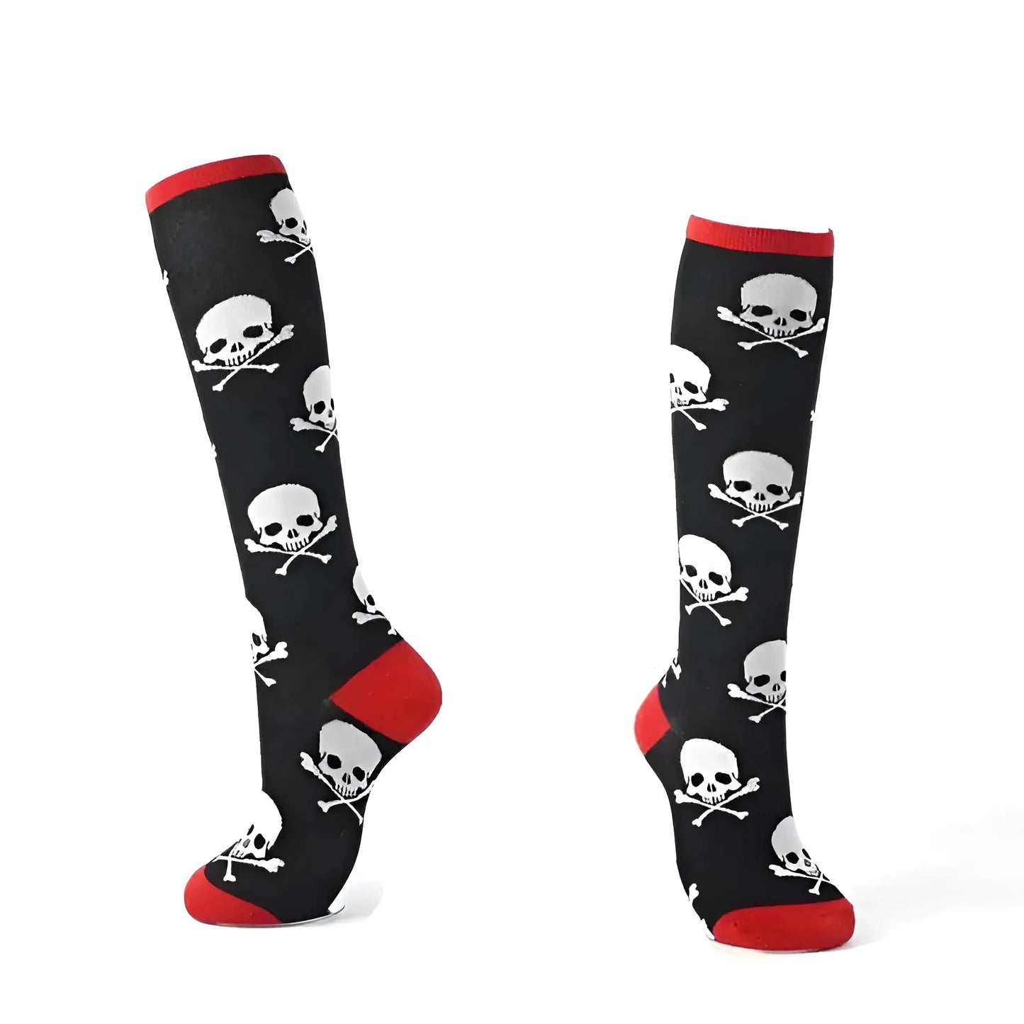 Nero Calze Lunghe con Motivi Colorati