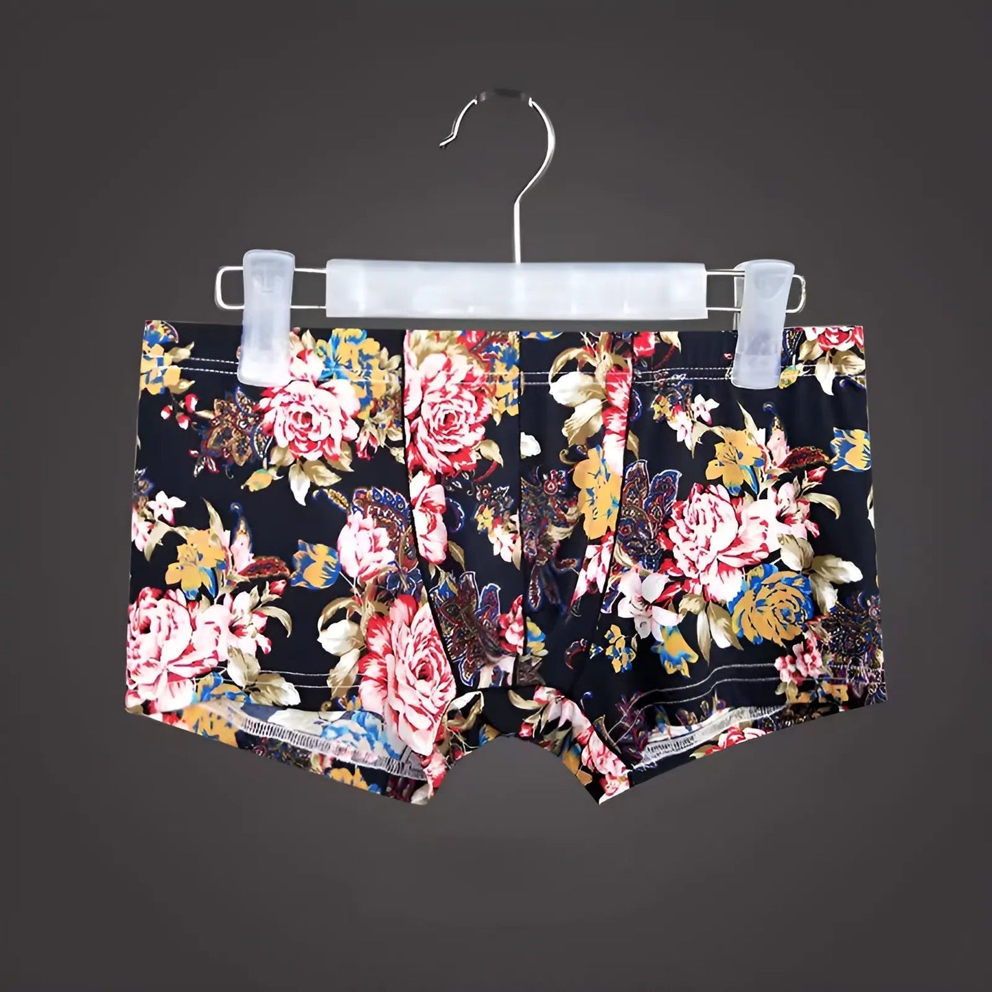 Nero Pantaloni Boxer Floreali da Uomo