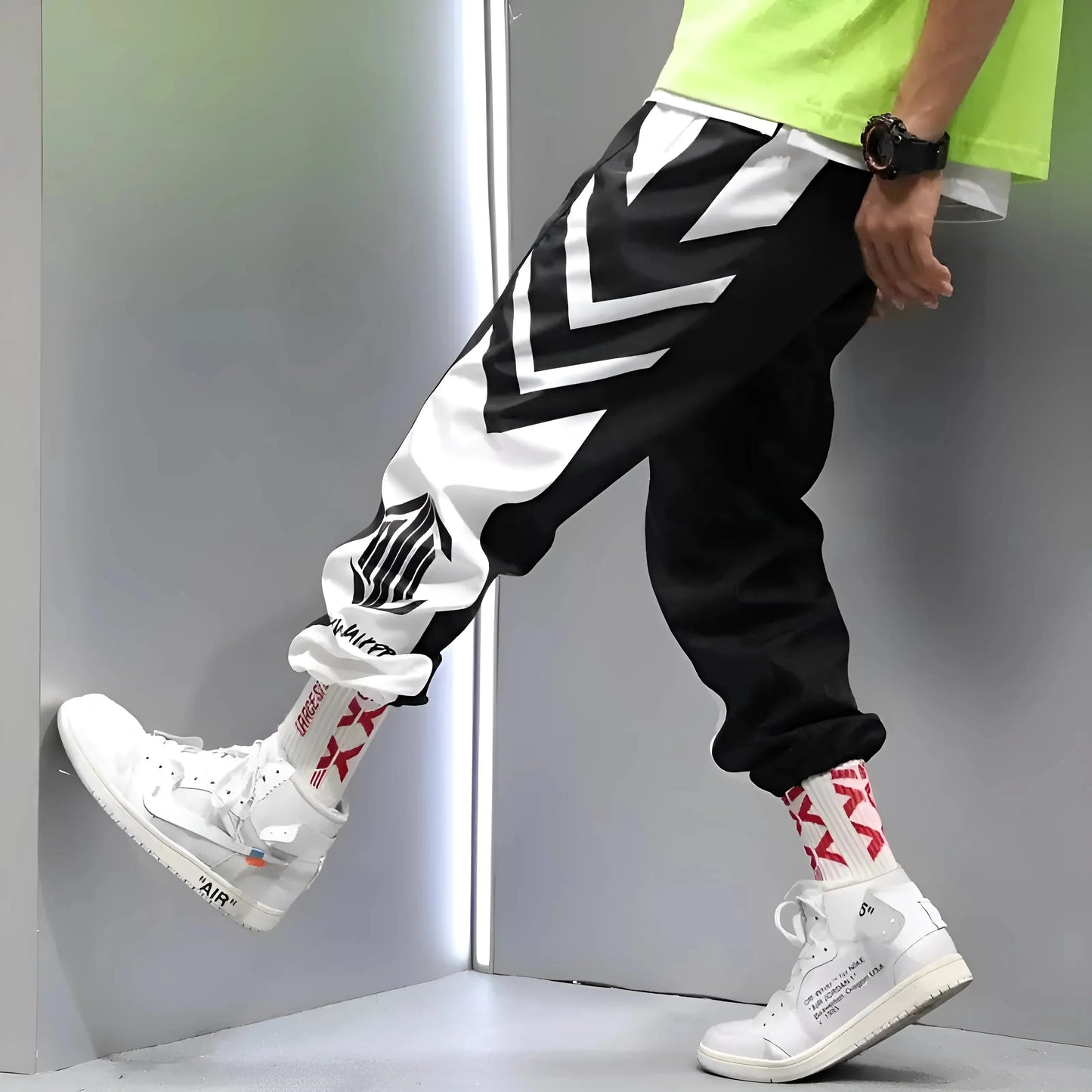 Nero Pantaloni da tuta da uomo con motivo