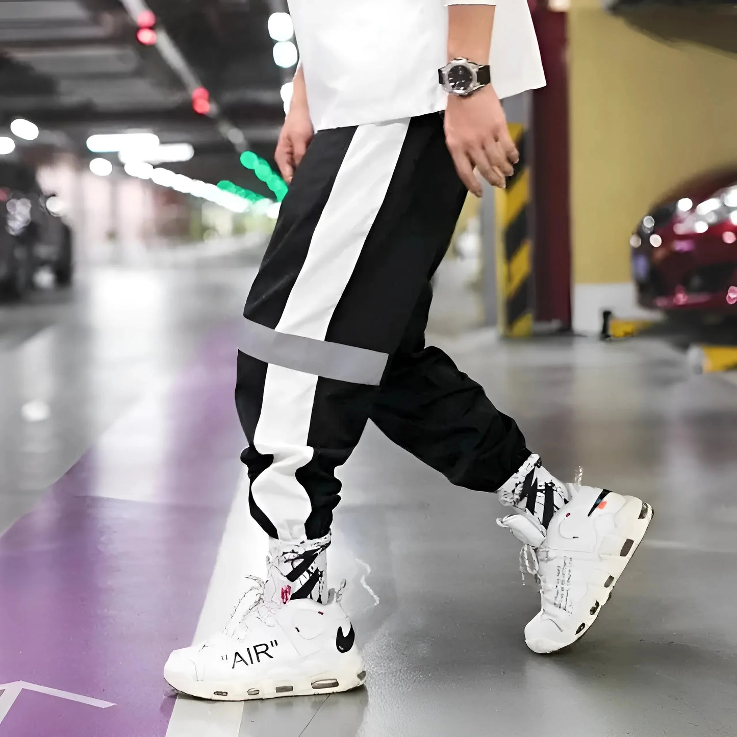 Nero Pantaloni da uomo con strisce decorative