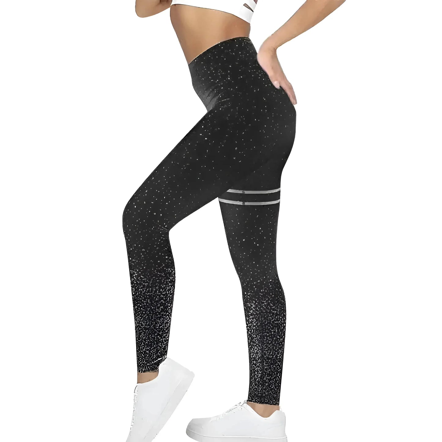 Nero Ombre Effect Leggings Sportivi