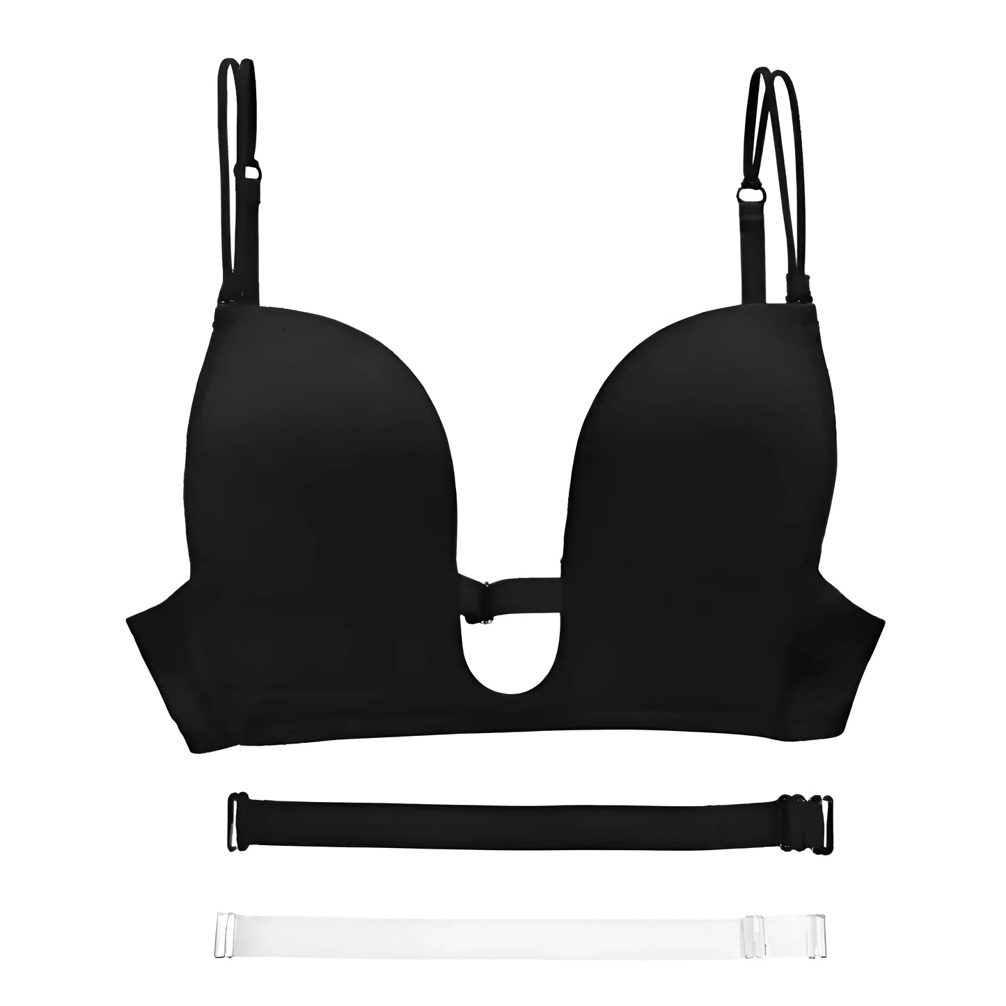 Nero Reggiseno Push-Up con Ponte Basso e Spalline Rimovibili