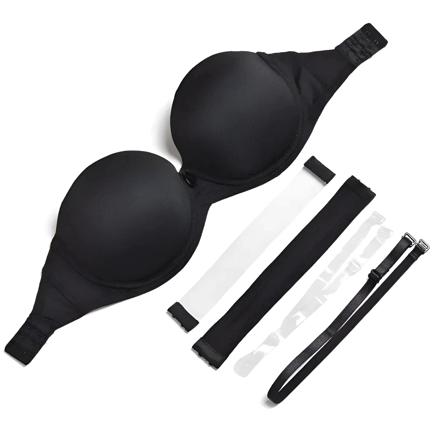 Nero Reggiseno Push-Up con Spalline Rimovibili e Chiusure